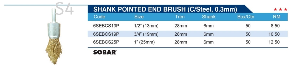 SHANK POINTED END BRUSH (C/STEEL,0.3MM)