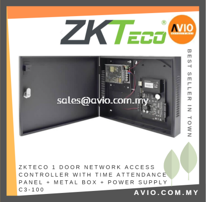 ZKTeco IP Network Base 1 Door Network Access Controller with Time Attendance Panel + Metal Box + Power Supply C3-100