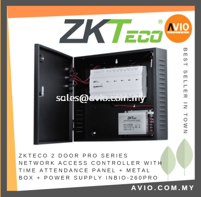 ZKTeco IP Base 2 Door Pro Series Network Door Access with Time Attendance Panel + Metal Box + Power Supply INBIO-260PRO