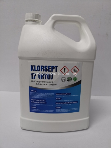 KLORSEPT 17 RTU-Multi Usage Disinfectant Solution HOCL 200 PPM