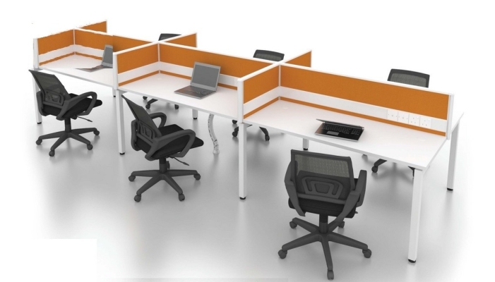 6 cluster desking workstation with wire trunking and rumex leg