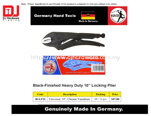 GERMANY HAND TOOLS BLACK FINISHED HEAVY DUTY 10 LOCKING PLIER UNIVERSAL 10 CHROME VANADIUM BGLP10 (CL)