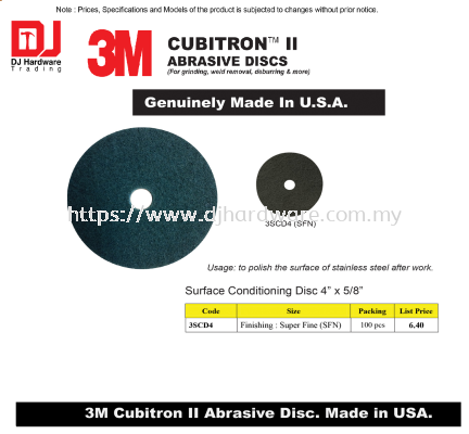 3M GENUINE CUBITRON II ABRASIVE DISCS SURFACE CONDITIONING DISC 4'' SUPER FINE SFN 3SCD4 (CL)