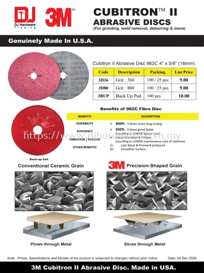 3M CUBITRON II ABRASIVE DISCS GRINDING WELD REMOVAL DEBURRING CUBITRON FIBRE DISC 16MM 3D36 (CL)