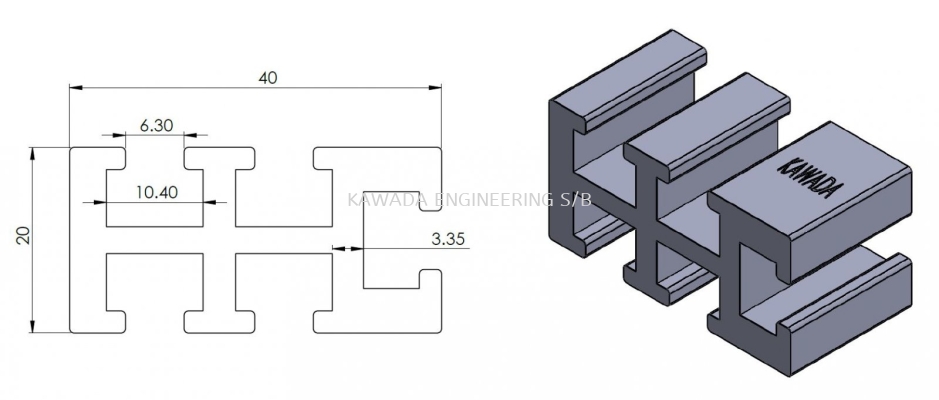 ALUMINIUM PROFILE 20 X 40 (BELT CONVEYOR)