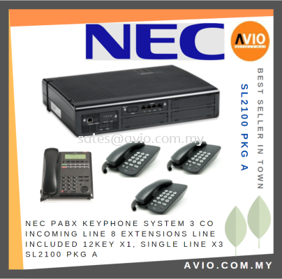 NEC PABX Keyphone System 3 CO Incoming Line 8 Extensions Line Include 12Key x1 Single Line x3 SL2100 PKG A