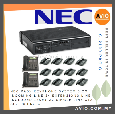 NEC SL2100 PKG C PABX Keyphone System 6CO 24 Extensions 2 + 12