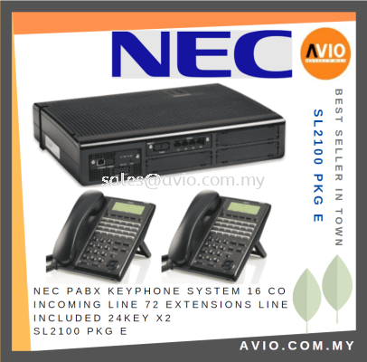 NEC PABX Keyphone System 16 CO Incoming Line 72 Extension Line Include 24Key Phone X2 SL2100 PKG E