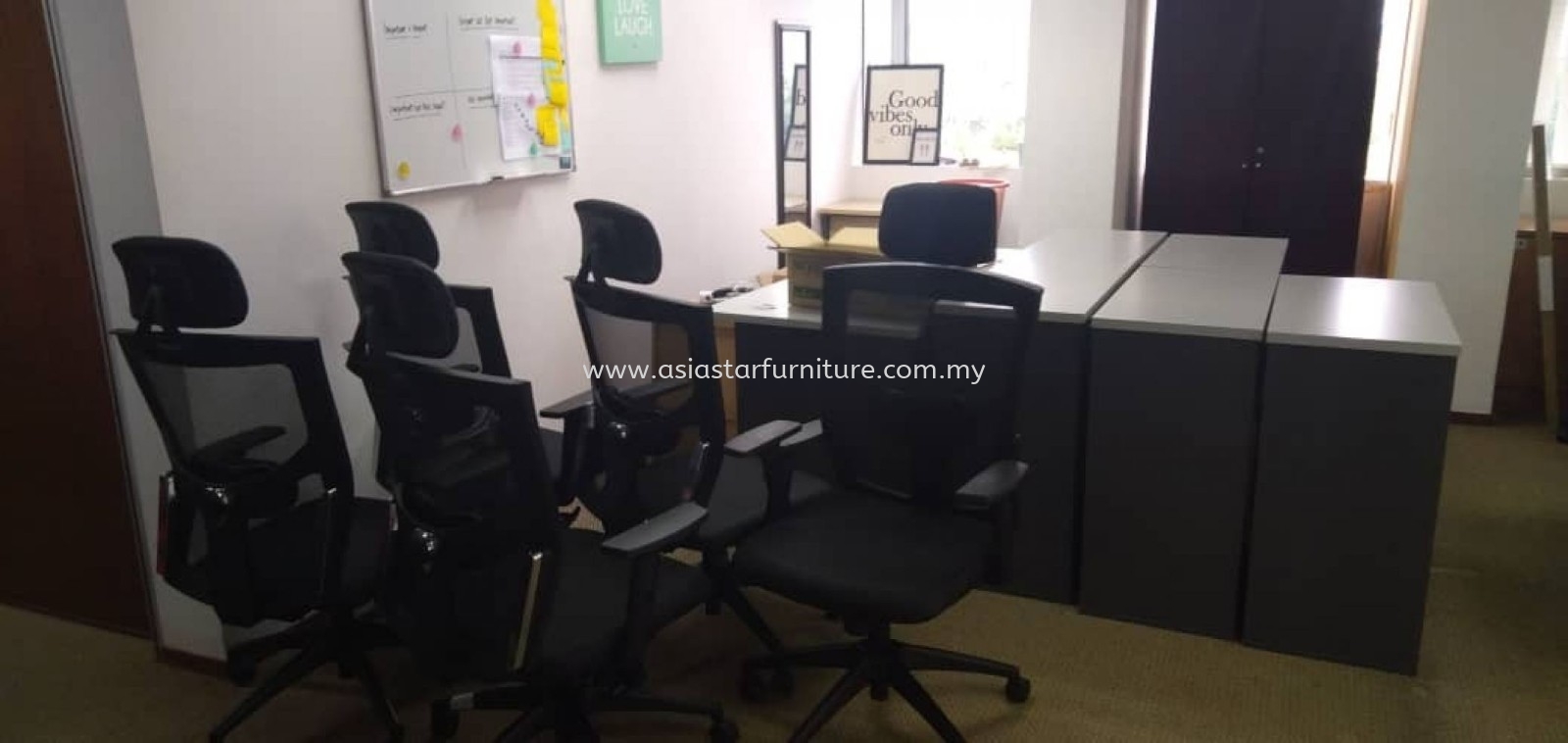 DELIVERY & INSTALLATION GT 157 WRITING OFFICE TABLE l GS 880 LOW OFFICE CABINET l HOSTA OFFICE MESH CHAIRl OFFICE FURNITURE l SUBANG BESTARI l SUBANG l SELANGOR