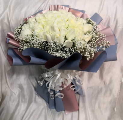 50pcs White Roses Bouquet (HB-1038)