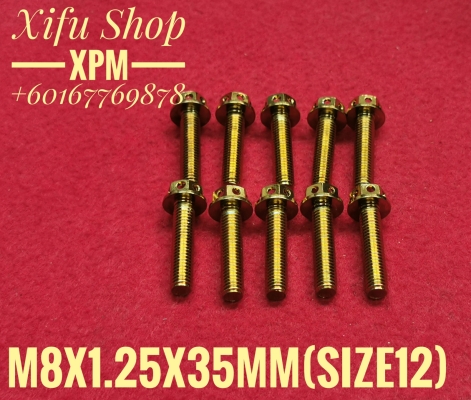 STAINLESS STEEL GOLD COLOR BOLT M8X1.25X35MM SIZE12 (1PACK 10PCS) 