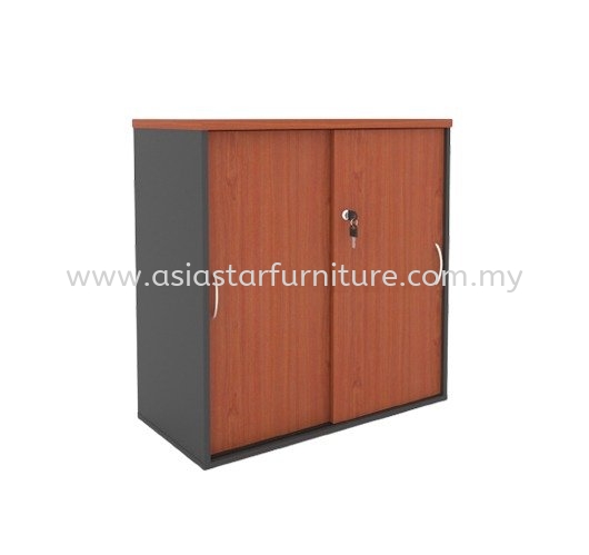 TITUS LOW OFFICE CABINET C/W SLIDING DOOR AGS 880 (CHERRY & DARK GREY) - Near Me Filing Cabinet | Filing Cabinet Bangsar South | Filing Cabinet Puteri Puchong | Filing Cabinet Damansara Kim