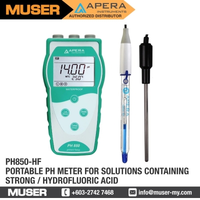 PH850-HF Portable pH Meter for Solutions containing Strong / Hydrofluoric Acid | Apera by Muser