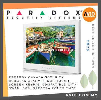 Paradox Canada Security Burglar Alarm 7 Inch Touch Screen Keypad Compatible with Swan EVO Spectra Series TM70