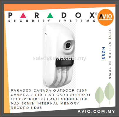 Paradox Canada Outdoor 720P Camera + PIR + SD Card Support  Max 30min Internal Memory HD88