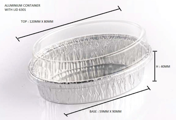 6301-P (oval) STAR PRODUCTS ALUMINIUM CONTAINER WITH LID 