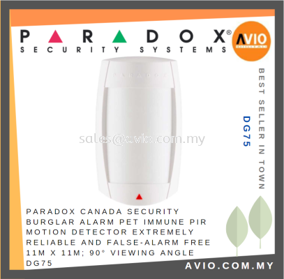 Paradox Canada Security Burglar Alarm Pet Immune PIR Motion Detector Extremely Reliable and False Alarm Free DG75