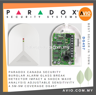 Paradox Canada Security Burglar Alarm Glass Break Detector Impact & Shock Wave Analysis Sensitivity Adjustable DG457