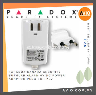 Paradox Canada Security Burglar Alarm 6V DC Power Adaptor Plug ( UK Outlet ) for K37 Keypad PA6