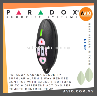 Paradox Canada Security Burglar Alarm 2 Way Remote Control with Backlit Buttons up to 6 Different Action per Remote REM2