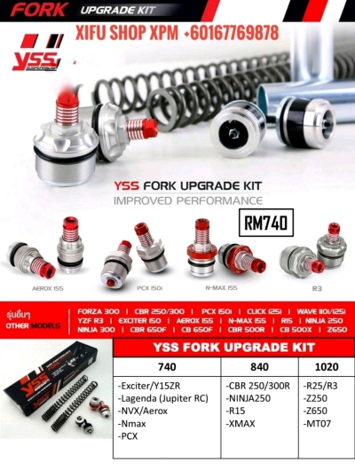 YSS ABSOBER & FORK SET KIT PARTS CATALOG 