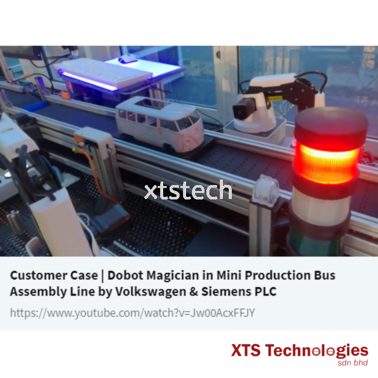 Dobot Magician in Mini Production Bus Assembly Line by Volkswagen & Siemens PLC 🤩