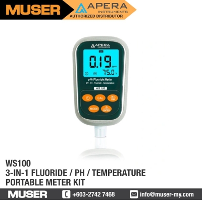 WS100 Fluoride / pH Portable Meter Kit with 3-in-1 Fluoride Probe | Apera by Muser