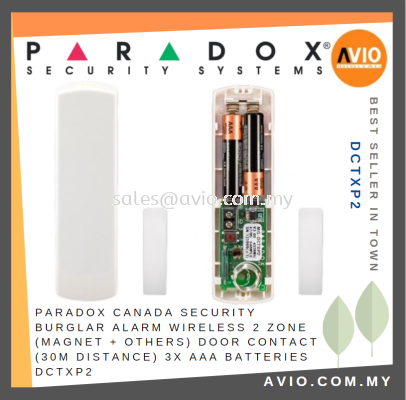 Paradox Canada Security Burglar Alarm Wireless 2 Zone Magnet + Others Door Contact 30m Distance 3x AAA Battery DCTXP2