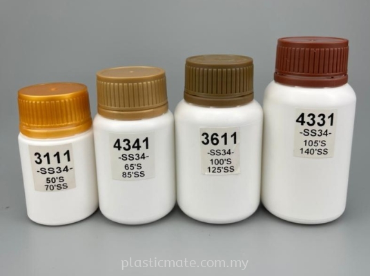 70-160ml Pharmaceutical Tablet / Capsule Bottles : 3111 & 4341 & 3611 & 4331