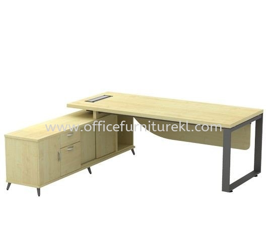 OLVA DIRECTOR OFFICE TABLE METAL O-LEG C/W WOODEN MODESTY PANEL & SIDE CABINET (TOP 41THK)