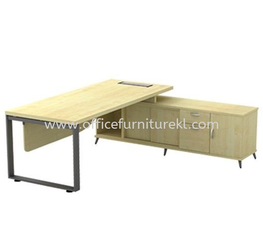 OLVA DIRECTOR OFFICE TABLE METAL O-LEG C/W WOODEN MODESTY PANEL & SIDE CABINET  (TOP 41THK)