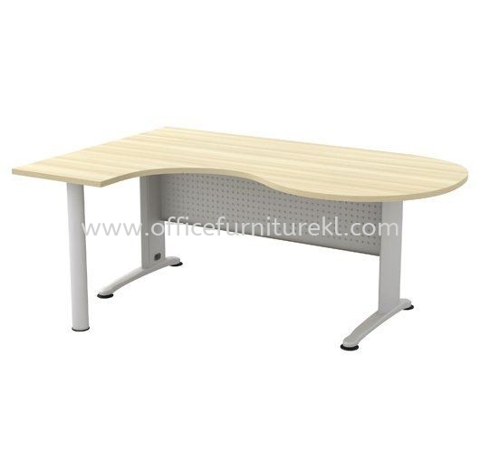 BERLIN L-SHAPE ROUND END OFFICE TABLE / DESK METAL J-LEG ABL 66-M LEG ABL 66-M (Color Boras Ash) - L-shape table Setapak | L-shape table One City | L-shape table Berjaya Park | Top 10 Best Model L-shape Office Table 