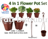 15cm Pasu Pokok Bunga 6" Flower Pot (4 in 1) with Handle L1060/4pcs Flower Pot & Tray Gardening