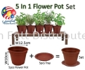 13cm Pasu Pokok Bunga 5" Flower Pot (5 in 1) With Tray L1050/5 pcs Flower Pot & Tray Gardening