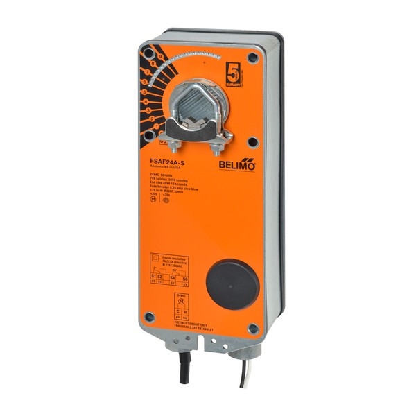 BELIMO FSAF230A-S OPEN-CLOSE SPRING RETURN FIRE DAMPER ACTUATOR 20NM, 230VAC, 50/60HZ WITH 2 x SPST