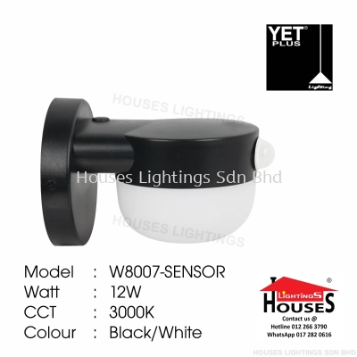 W8007 12W BK SENSOR LED-WW