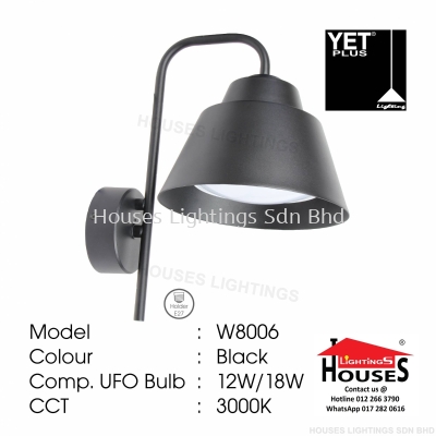 W8006 12W 18W BK LED-WW