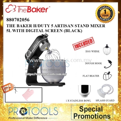 THE BAKER H/DUTY 5 ARTISAN STAND MIXER 5L WITH DIGITAL SCREEN (BLACK)