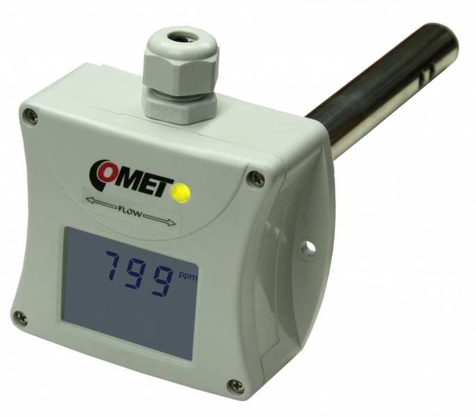 comet t5245 co2 concentration transmitter with 0-10 v output, duct mount