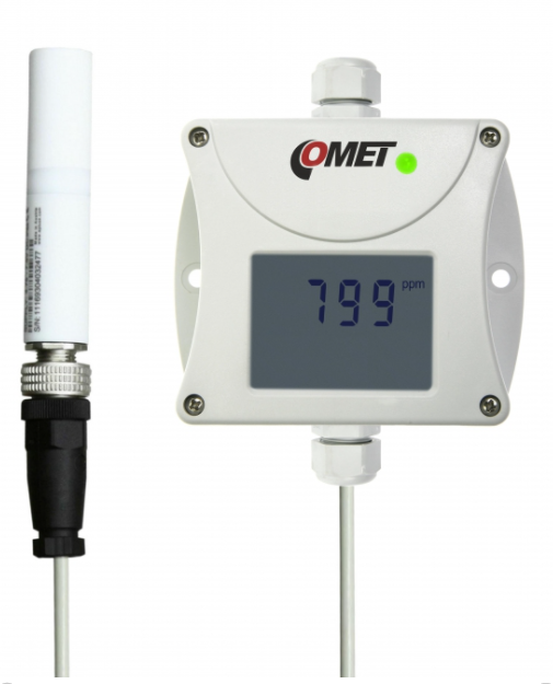 comet t5241 co2 concentration transmitter with 0-10v output, external carbon dioxide probe, 1m cable