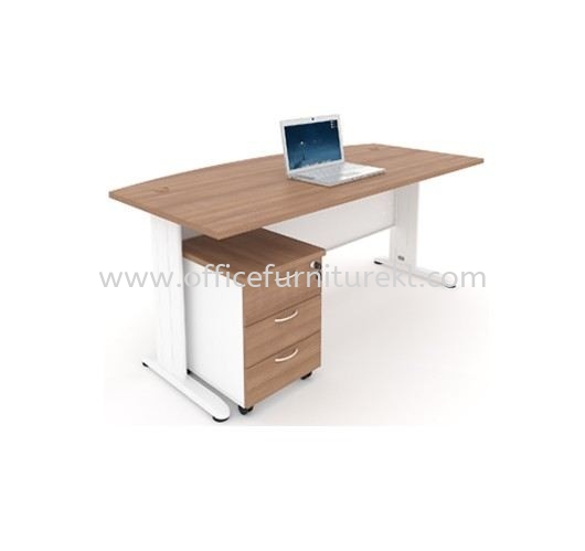 JOY EXECUTIVE OFFICE TABLE / DESK D SHAPE & MOBILE PEDESTAL 3D MJME 1890 (Color Cappuccino) - executive table Serdang | executive table Kajang | executive table Putrajaya | Top 10 Newest Design