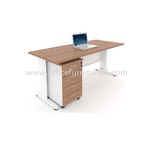 JOY RECTANGULAR WRITING OFFICE TABLE / DESK METAL J-LEG & MOBILE PEDESTAL 2D1F MJM 1875 (Color Cappuccino) - office table Mutiara Damansara | office table Wangsa Maju | office table Cheras | office table Top 10 Best Recommend 