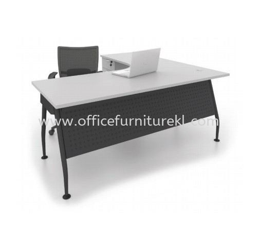 MADISON EXECUTIVE L-SHAPE OFFICE TABLE / DESK C/W FIXED PEDESTAL 2D1F (Color Grey) - L-shape table Taman Desa | L-shape table Jalan Binjai | L-shape table Taipan Business Centre | L-shape table Top 10 Best Recommend