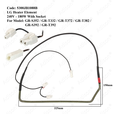 Code: 5300JB1088B Heater Element LG 240V 180W GR-S392 / GR-T392 / GR-T382 / GR-T372 / GR-T332 / GR-S352