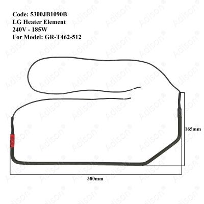 Code: 5300JB1090B Heater Element LG 240V 185W GR-T462-512