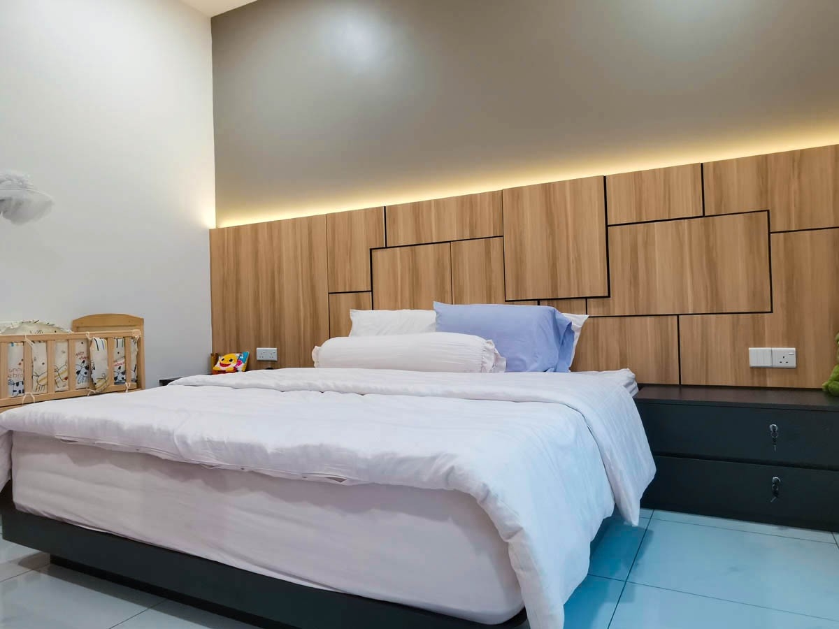 Master Bedroom-Bedhead-Modern Interior Design Ideas - Renovation Remodelling -Eco Botanic, Nusajaya, JohorBahru  Bedroom Design Residential Design Interior Design