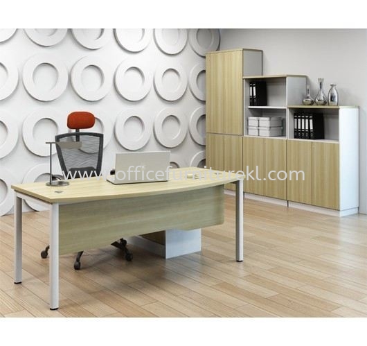 MUPHI EXECUTIVE OFFICE TABLE / DESK D-SHAPE & SIDE CABINET ASWB 180A-SET (Color Boras Ash) - executive table Serdang | executive table Putrajaya | executive table Cyberjaya | executive table Office Furniture Manufacturer