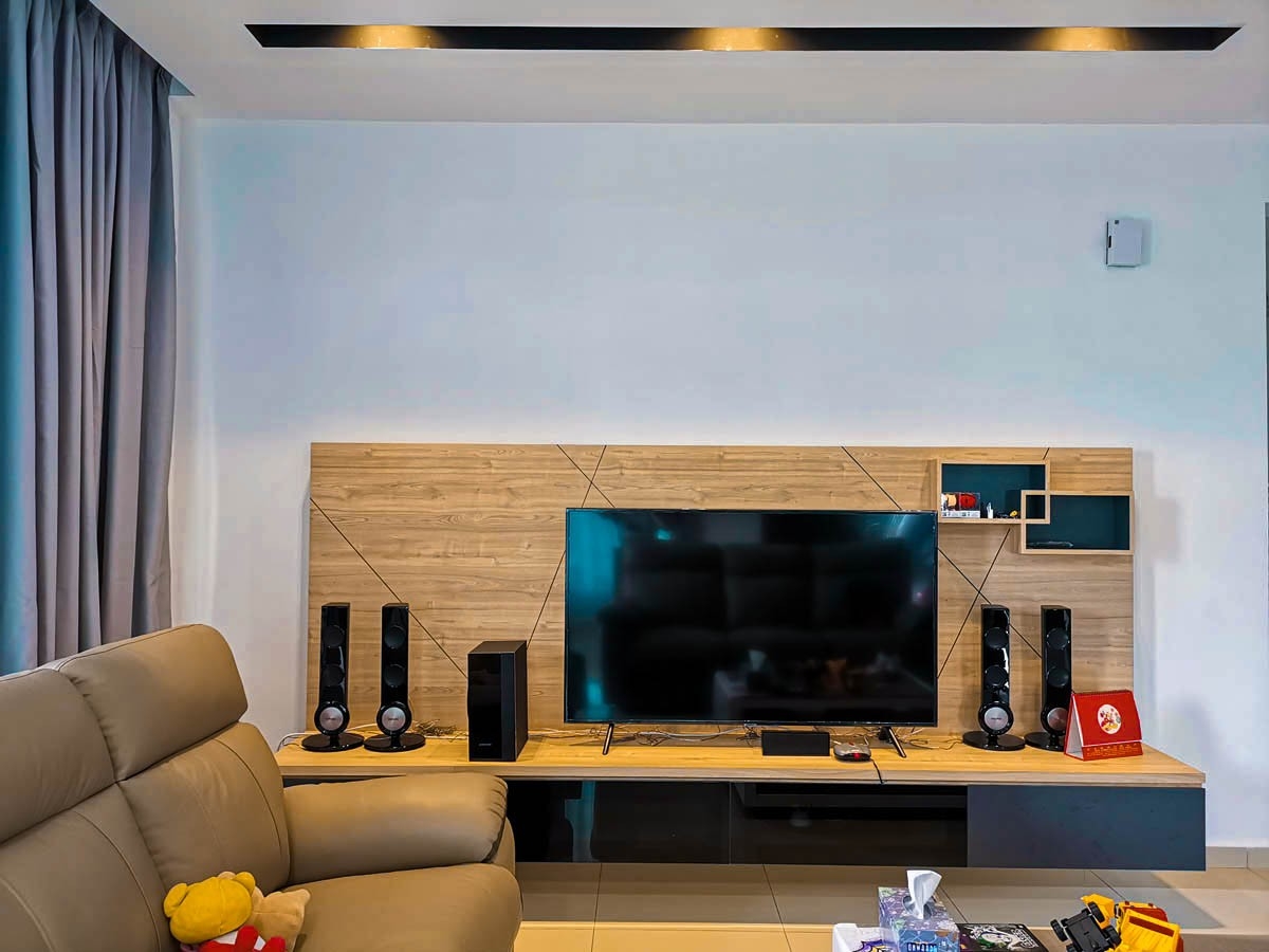 Living Room Modern Interior Design Features Wall TV Console Cabinet Customized Furniture Renovation Mutiara Rini, Skudai, Johor Bahru Living Design Residential Design Interior Design