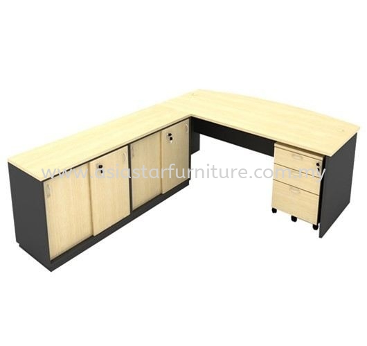 6' EXECUTIVE OFFICE TABLE C/W DUAL SIDE CABINET MOBILE DRAWER 2D1F SET - office table set Kepong | office table set Segambut | office table set Selayang | office table set Kampung Baru Sungai Buloh