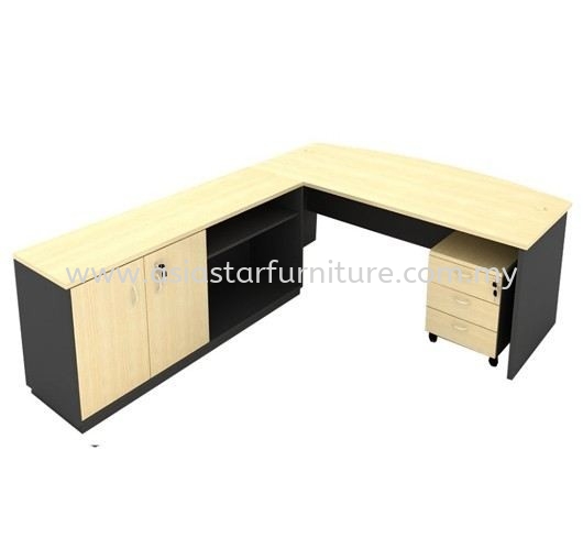 6' EXECUTIVE OFFICE TABLE C/W DUAL SIDE CABINET & MOBILE DRAWER 3D SET - office table set Bansar South | office table set KL Sentral | office table set Brickfields | office table set Bangsar Shopping Mall